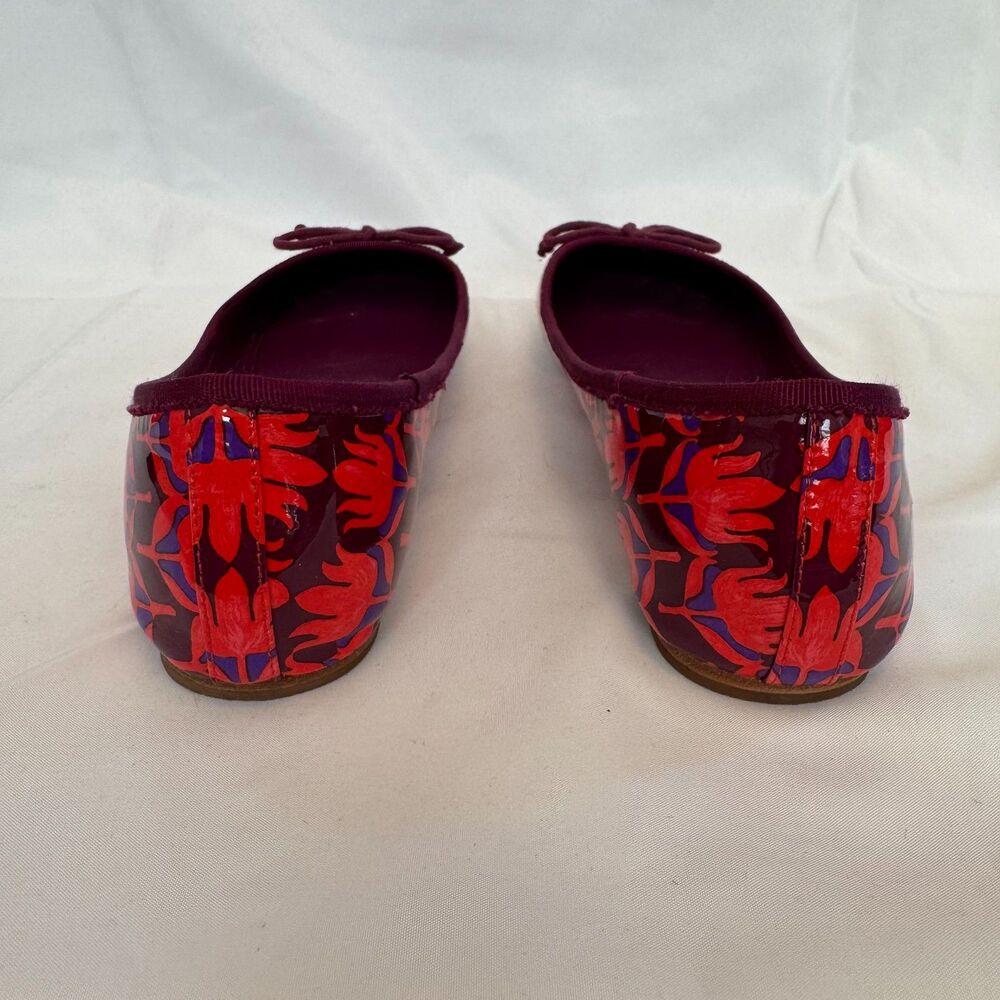 Tory Burch Purple and Red Patent Leather Floral Ballerina Flats Size 8.5 - Picture 6 of 7